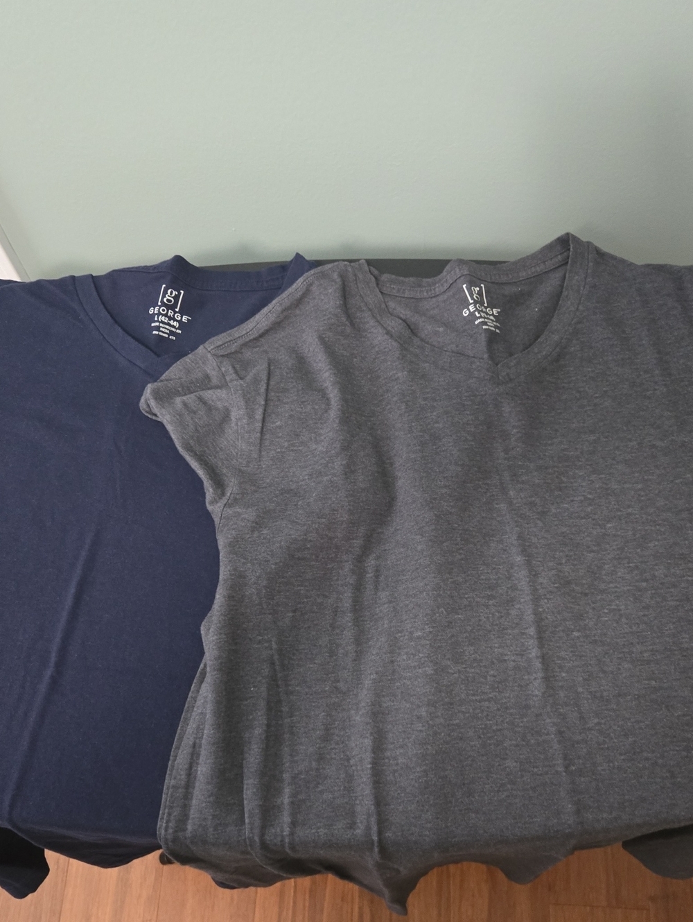 George Short-Sleeve V-Neck Tee Pair - Navy & Charcoal Gray